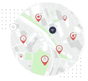 Mappa con gli annunci e i relativi indicatori